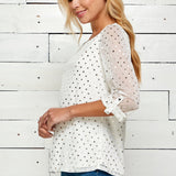 Roz & Ali 3 Quarter Button Tab Sleeve Lined Blouse - DressbarnShirts & Blouses