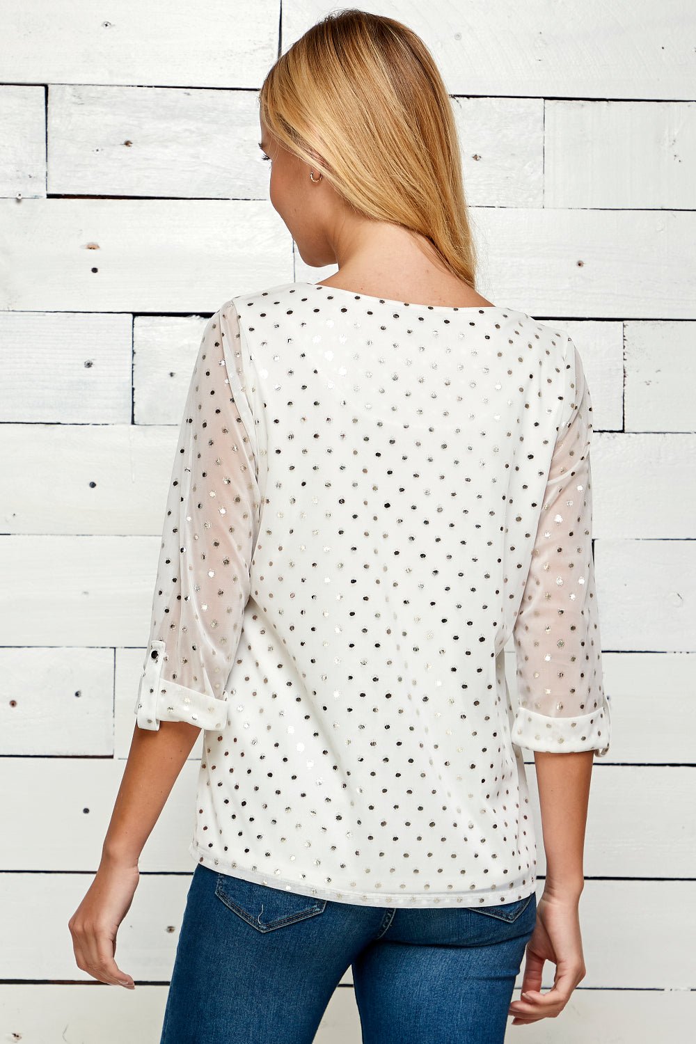 Roz & Ali 3 Quarter Button Tab Sleeve Lined Blouse - DressbarnShirts & Blouses