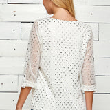 Roz & Ali 3 Quarter Button Tab Sleeve Lined Blouse - DressbarnShirts & Blouses