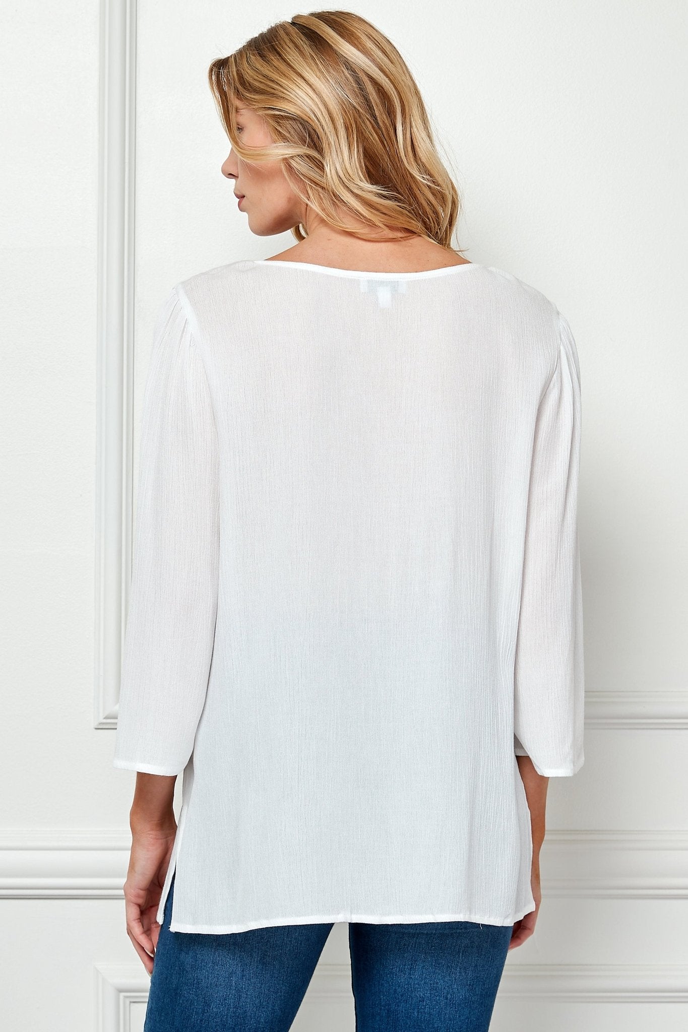 Roz & Ali 3/4 Sleeve Embroidered Top - DressbarnShirts & Blouses