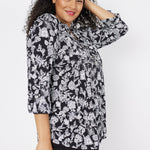 Roz & Ali Black And White Floral Popover - Plus - DressbarnShirts & Blouses