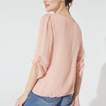 Roz & Ali Clip Dot Bubble Hem Blouse - DressbarnShirts & Blouses