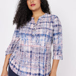 Roz & Ali Denim Friendly Taupe Plaid Popover - Plus - DressbarnShirts & Blouses