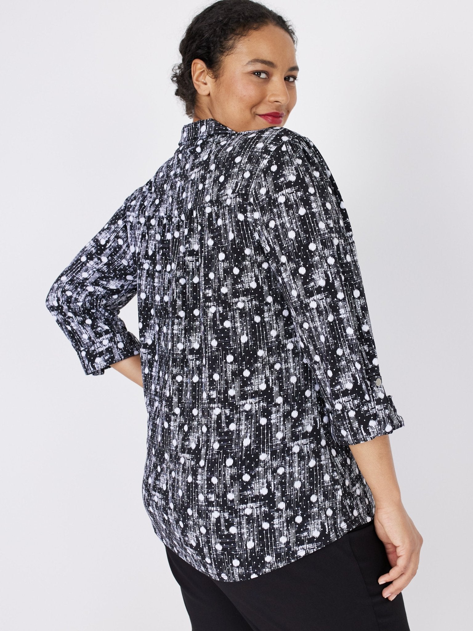 Roz & Ali Dot Pintuck Popover - Plus - DressbarnShirts & Blouses