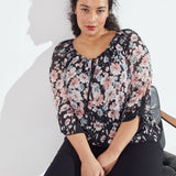 Roz & Ali Floral Border Bubble Hem Top - Plus - DressbarnShirts & Blouses