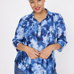 Roz & Ali Floral Tie Dye Jacquard Popover - Plus - DressbarnShirts & Blouses