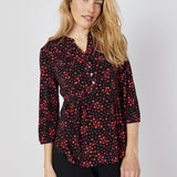 Roz & Ali Heart Print Ruffle Neck Popover - DressbarnShirts & Blouses