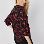 Roz & Ali Heart Print Ruffle Neck Popover - DressbarnShirts & Blouses
