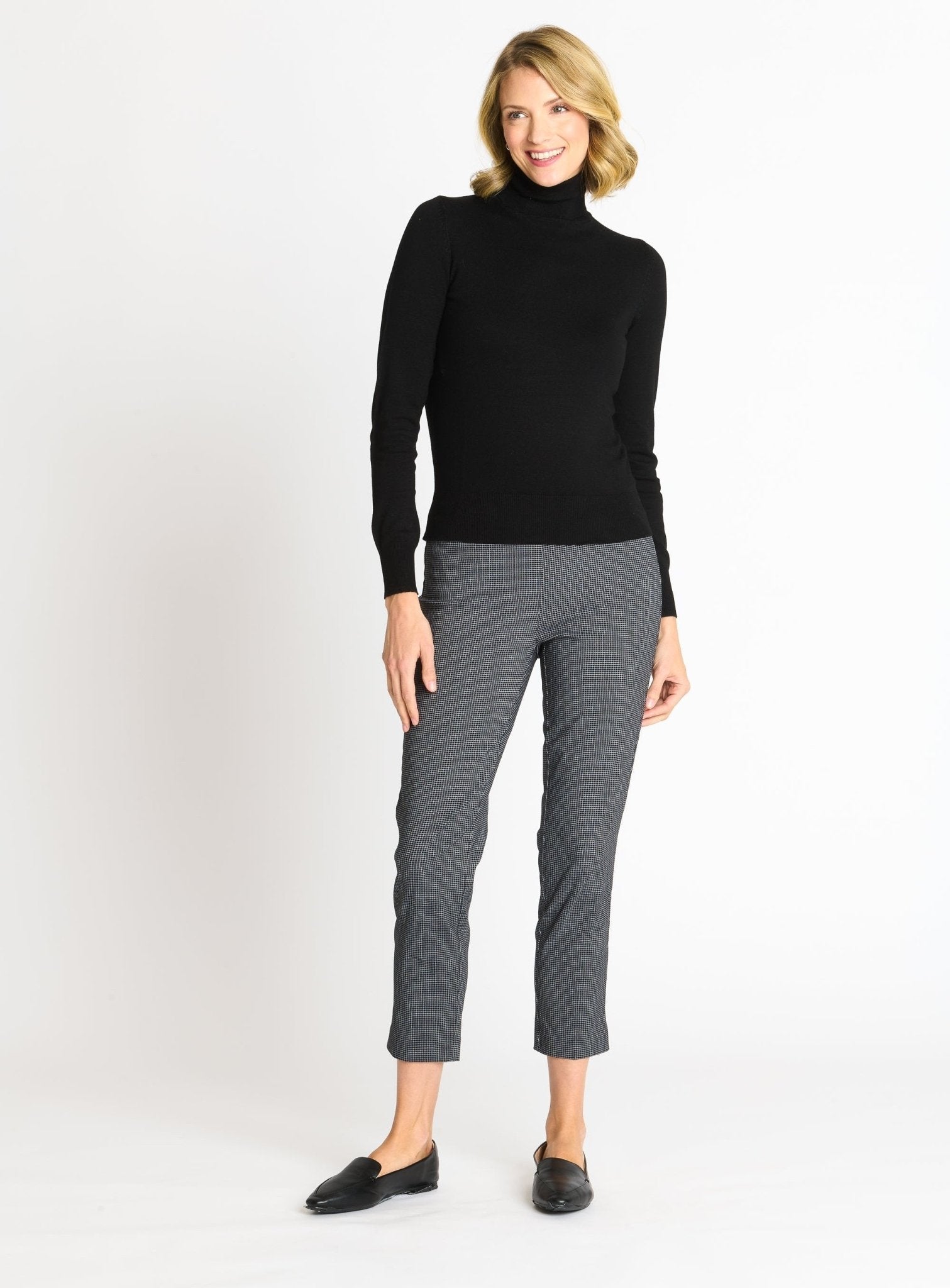 Roz & Ali Millennium Black Grid Pull On Ankle Pants - DressbarnPants