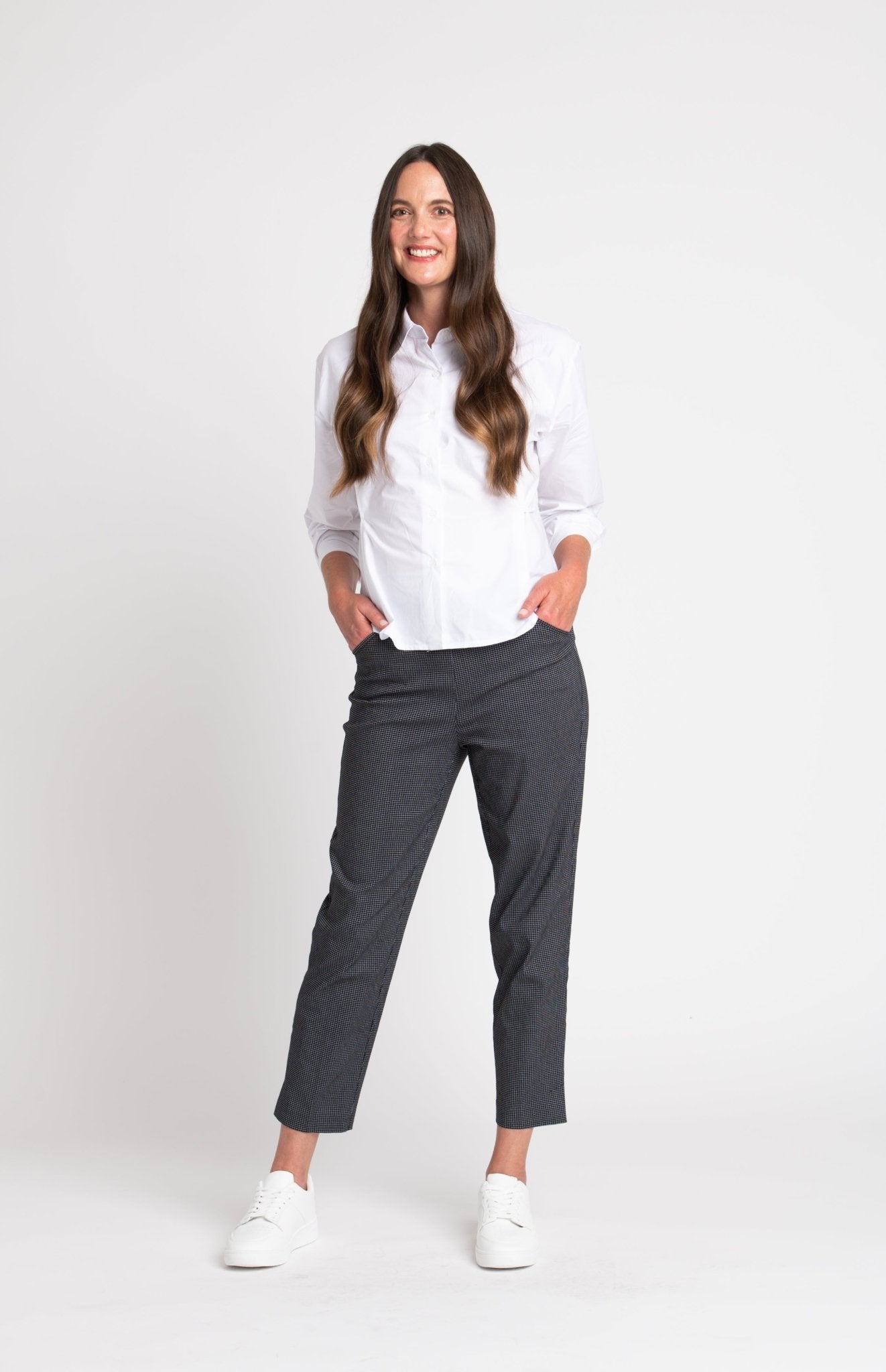 Roz & Ali Millennium Black Grid Pull On Ankle Pants - DressbarnPants