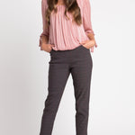 Roz & Ali Millennium Wine Plaid Pull On Ankle Pants - DressbarnPants