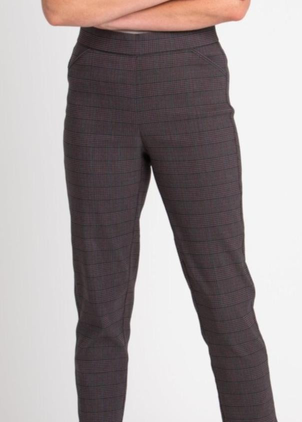 Roz & Ali Millennium Wine Plaid Pull On Ankle Pants - DressbarnPants