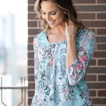 Roz & Ali Paisley Tie Sleeve Bubble Hem Blouse - DressbarnShirts & Blouses