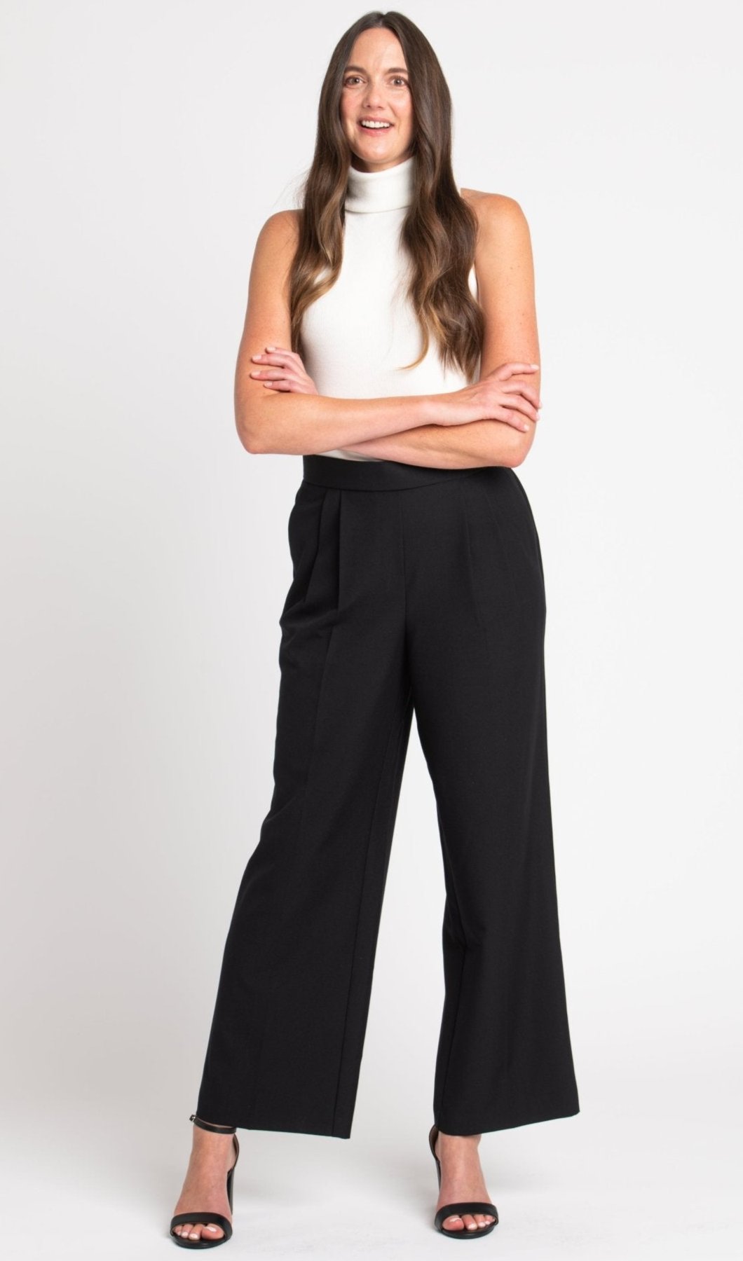 wide leg trouser dress pants LILLUSORY Womens Work Flowy Business Casual Outfits rise waist smooths and flatters Day At The Office Dark