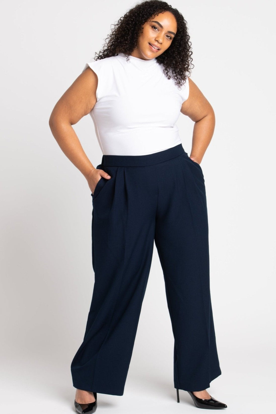 Roz & Ali Pleated Wide Leg Trouser Pants - Plus - DressbarnPants