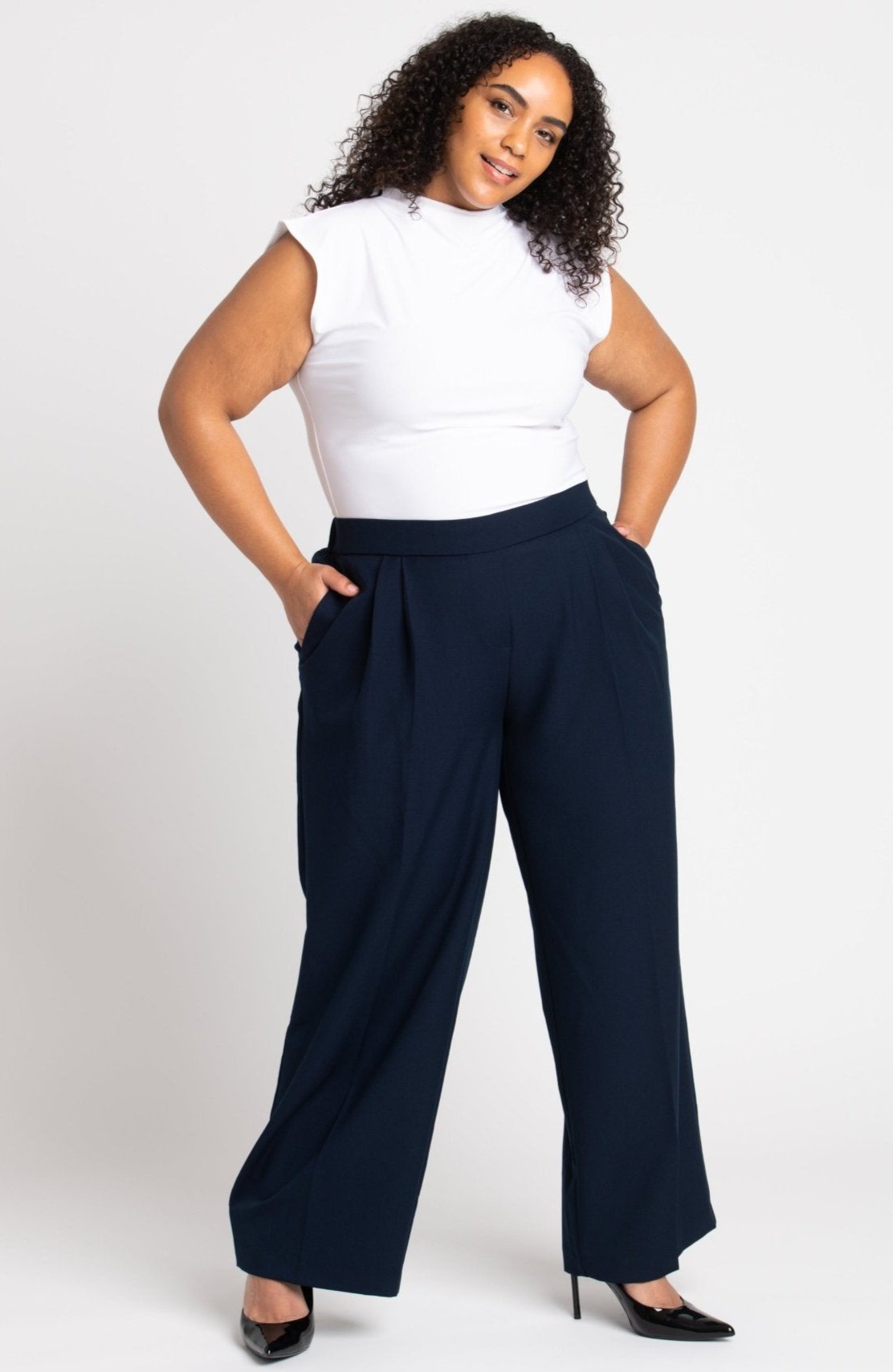 Roz & Ali Pleated Wide Leg Trouser Pants - Plus - DressbarnPants