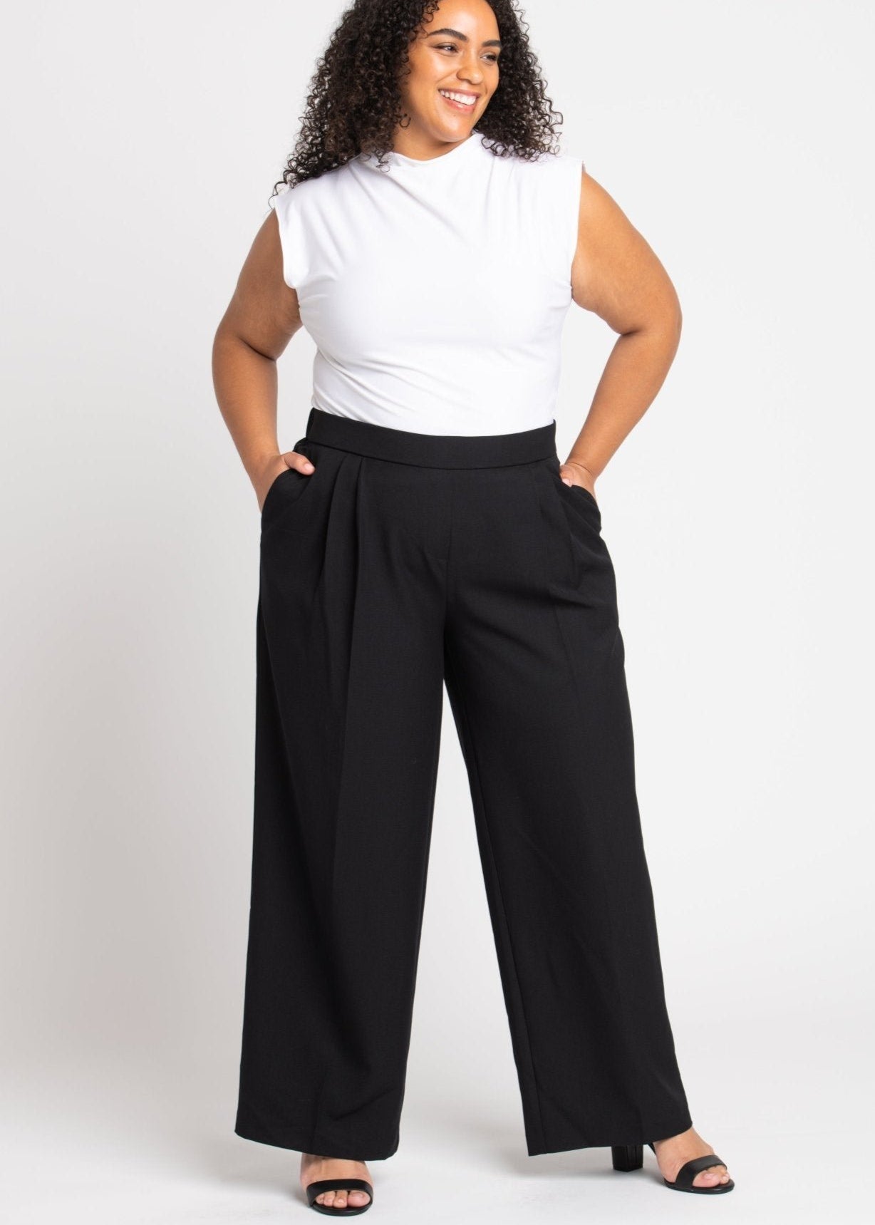 Roz & Ali Pleated Wide Leg Trouser Pants - Plus - DressbarnPants