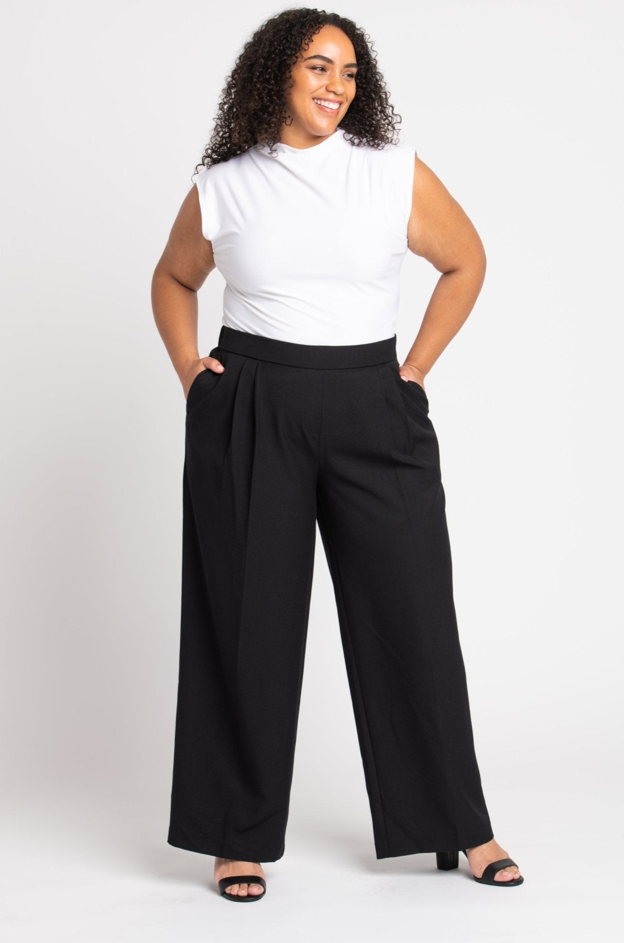 Roz & Ali Pleated Wide Leg Trouser Pants - Plus - DressbarnPants