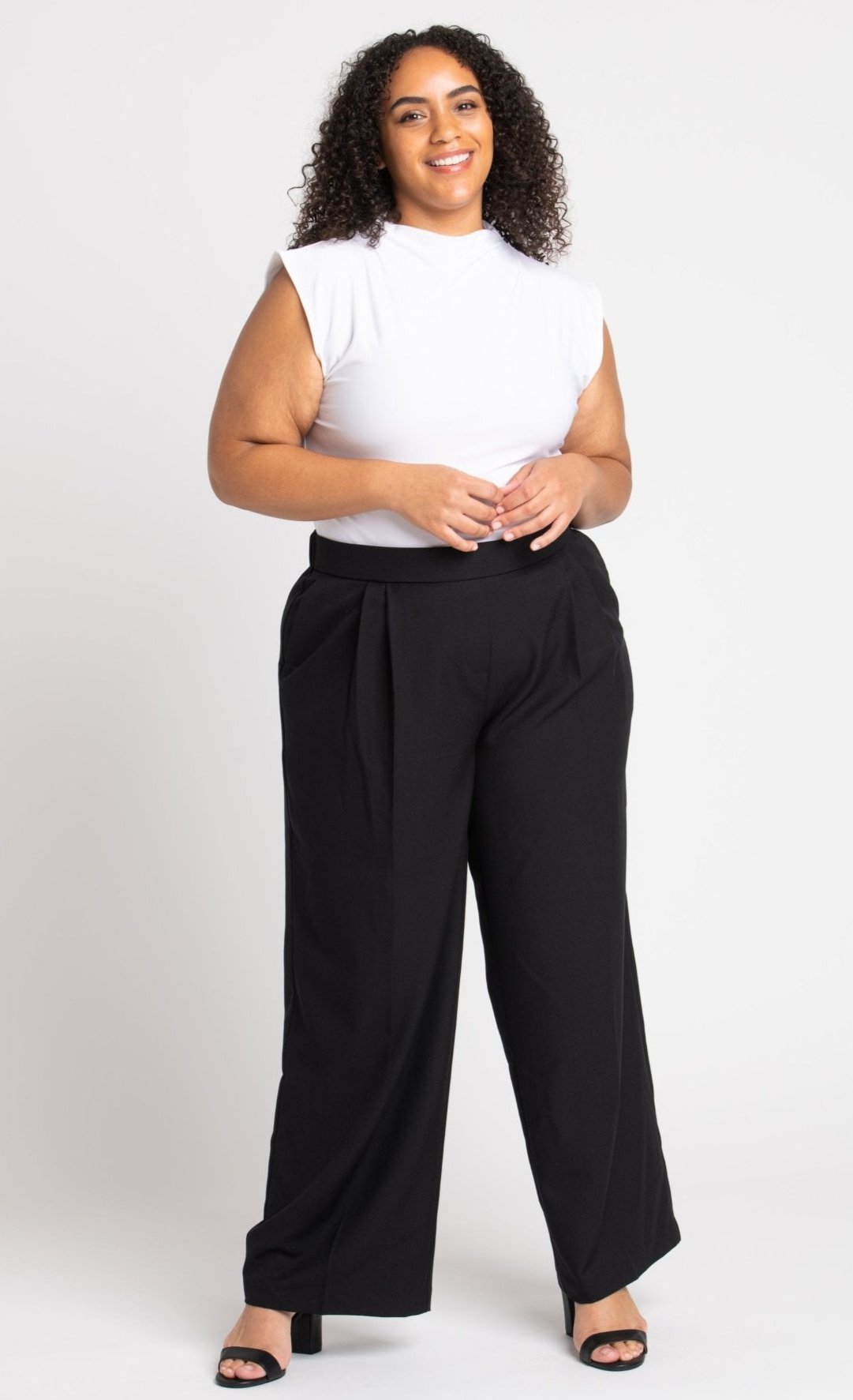 Roz & Ali Pleated Wide Leg Trouser Pants - Plus - DressbarnPants