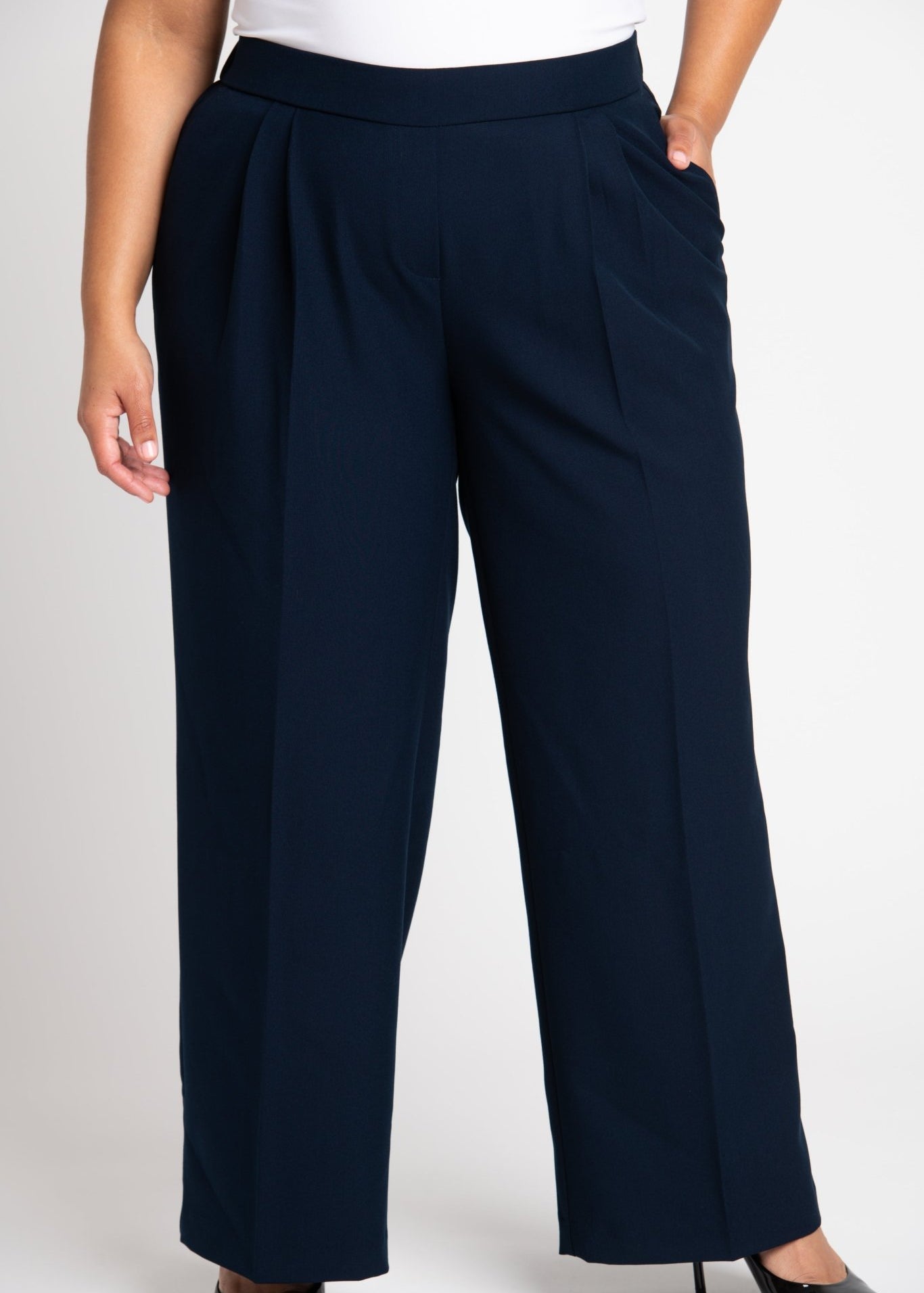 Roz & Ali Pleated Wide Leg Trouser Pants - Plus - DressbarnPants