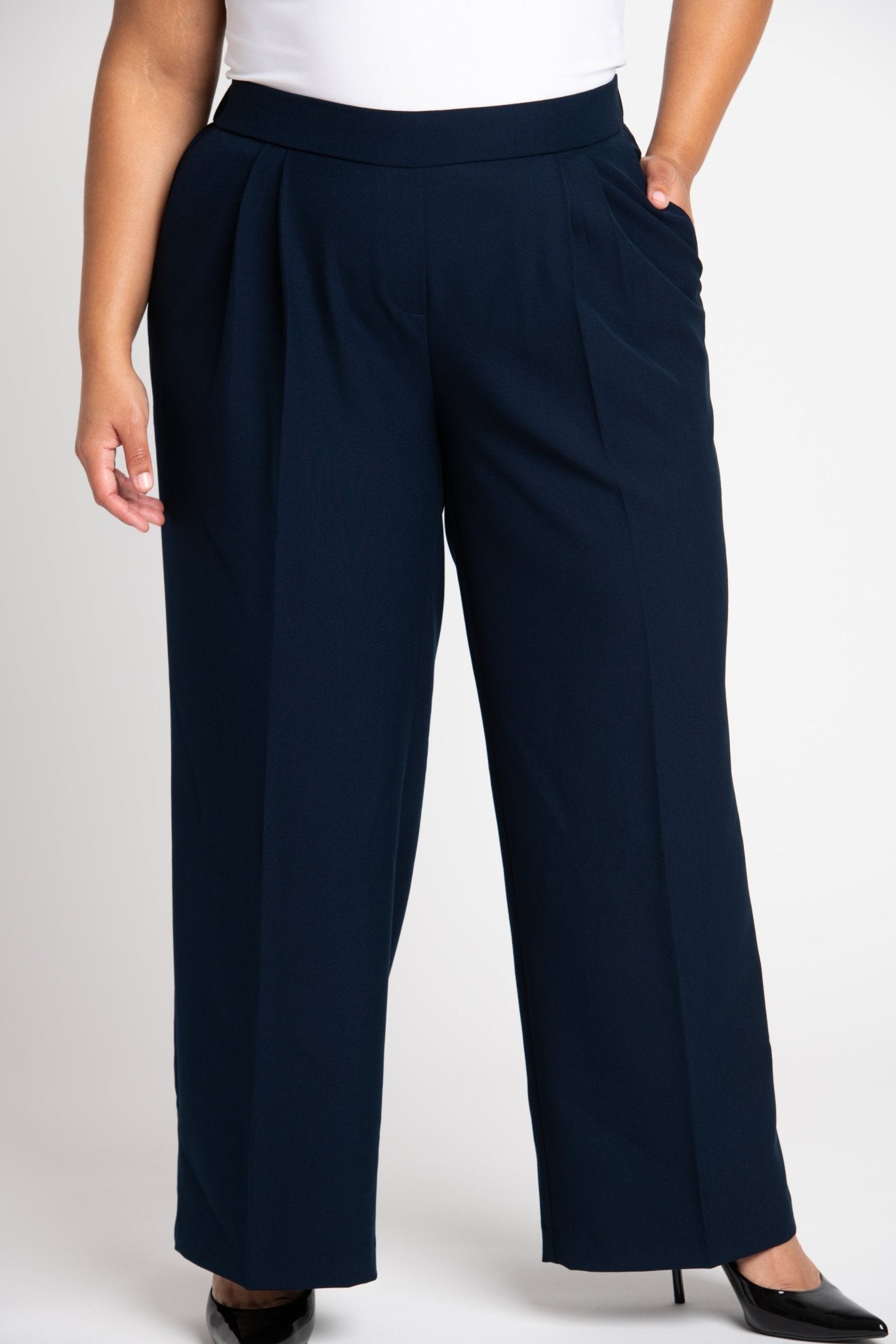 Roz & Ali Pleated Wide Leg Trouser Pants - Plus - DressbarnPants