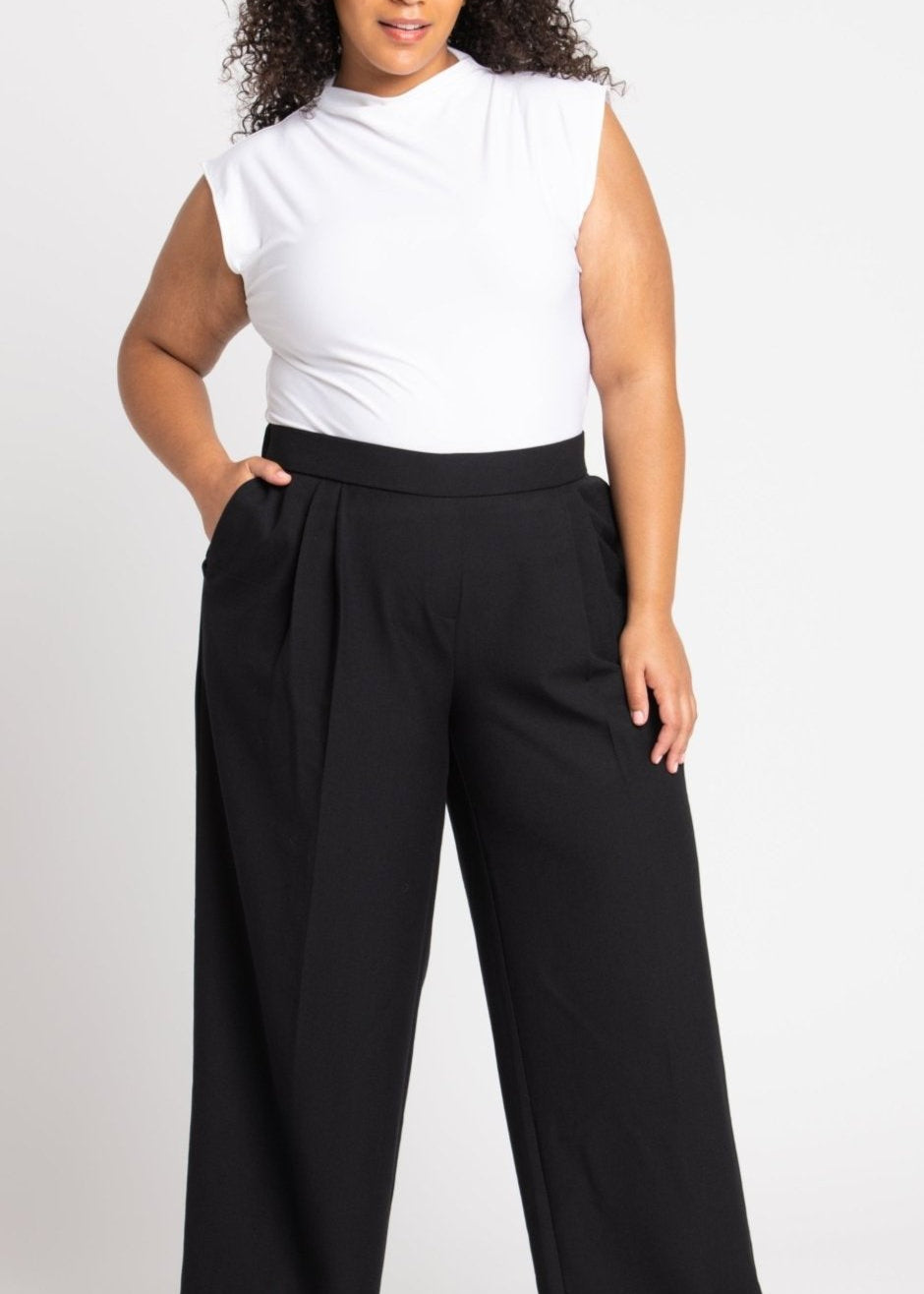 Roz & Ali Pleated Wide Leg Trouser Pants - Plus - DressbarnPants