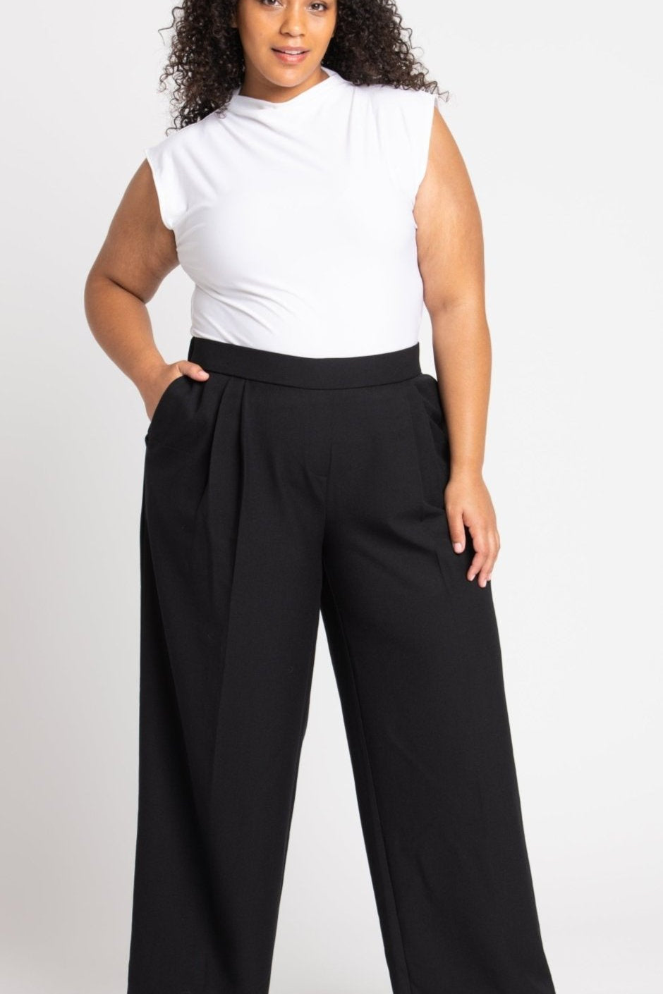 Roz & Ali Pleated Wide Leg Trouser Pants - Plus - DressbarnPants