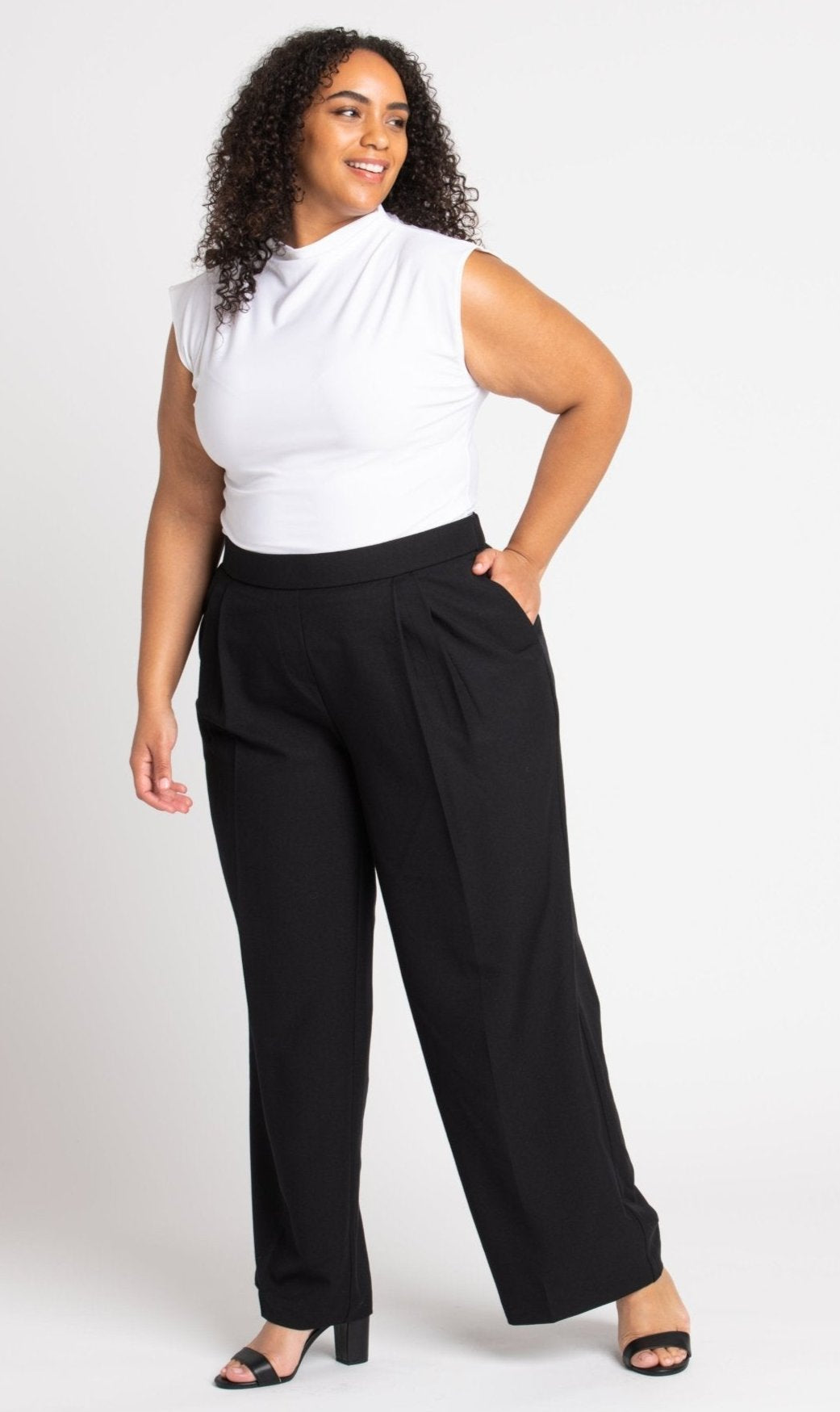 Roz & Ali Pleated Wide Leg Trouser Pants - Plus - DressbarnPants