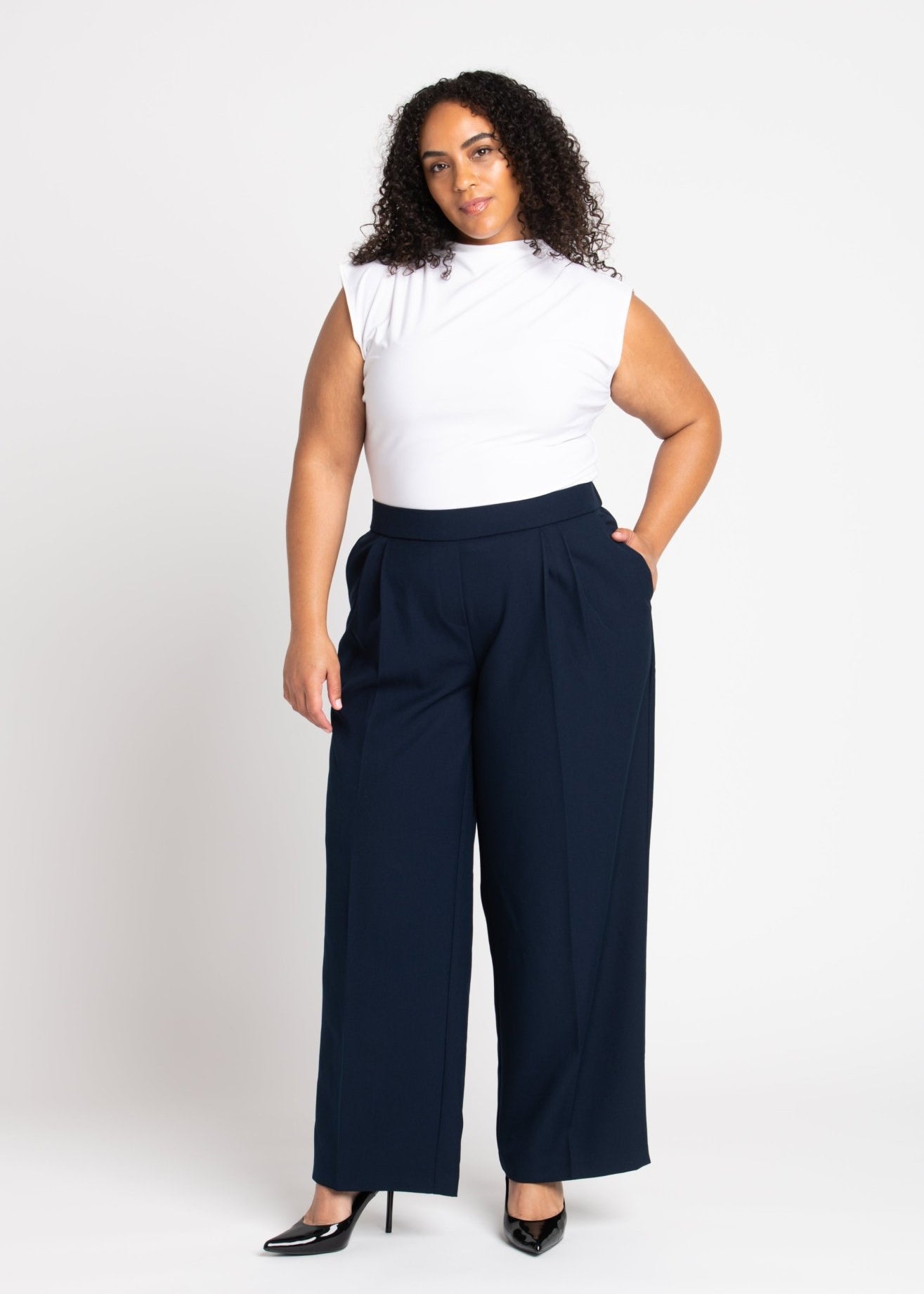 Roz & Ali Pleated Wide Leg Trouser Pants - Plus - DressbarnPants