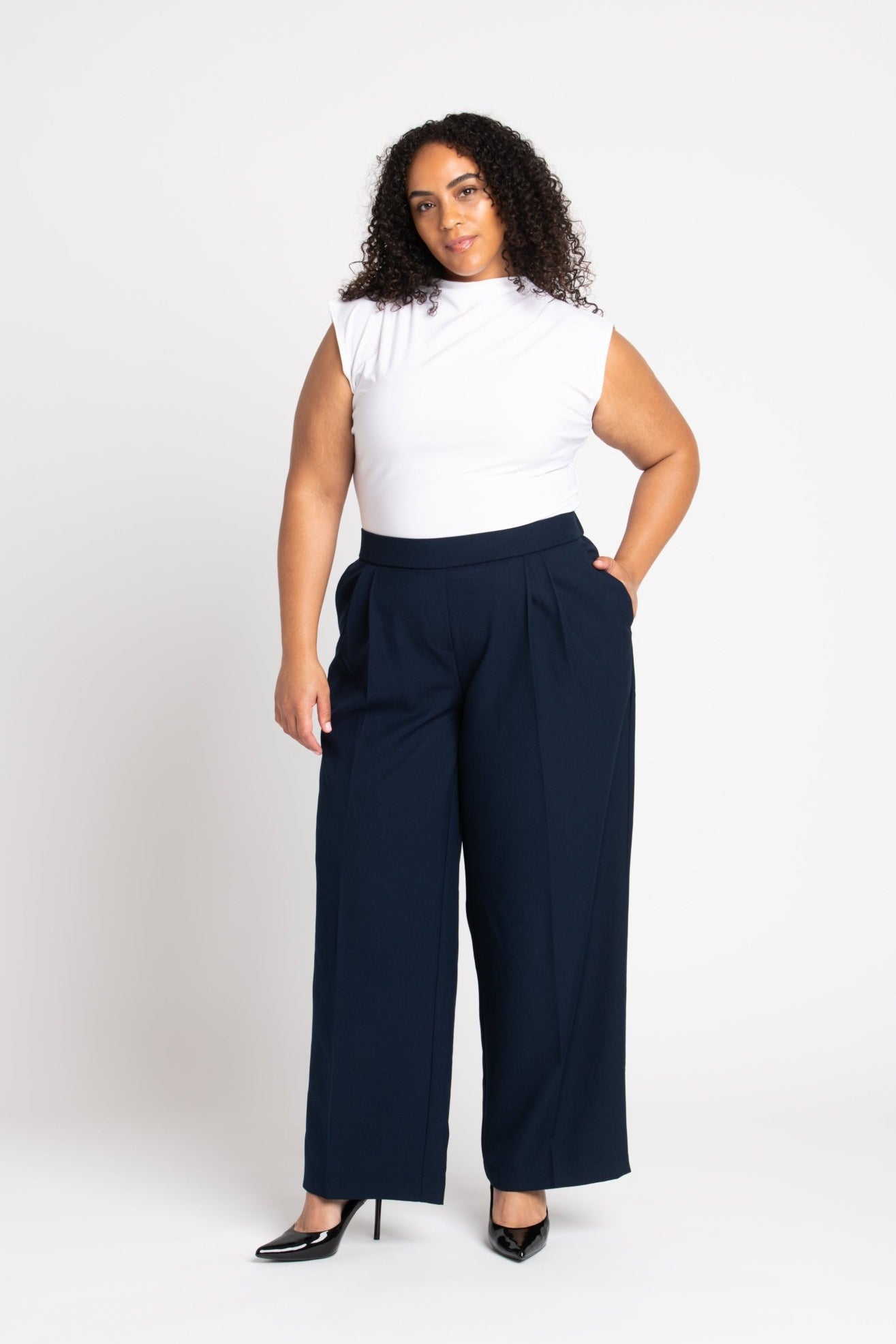 Roz & Ali Pleated Wide Leg Trouser Pants - Plus - DressbarnPants