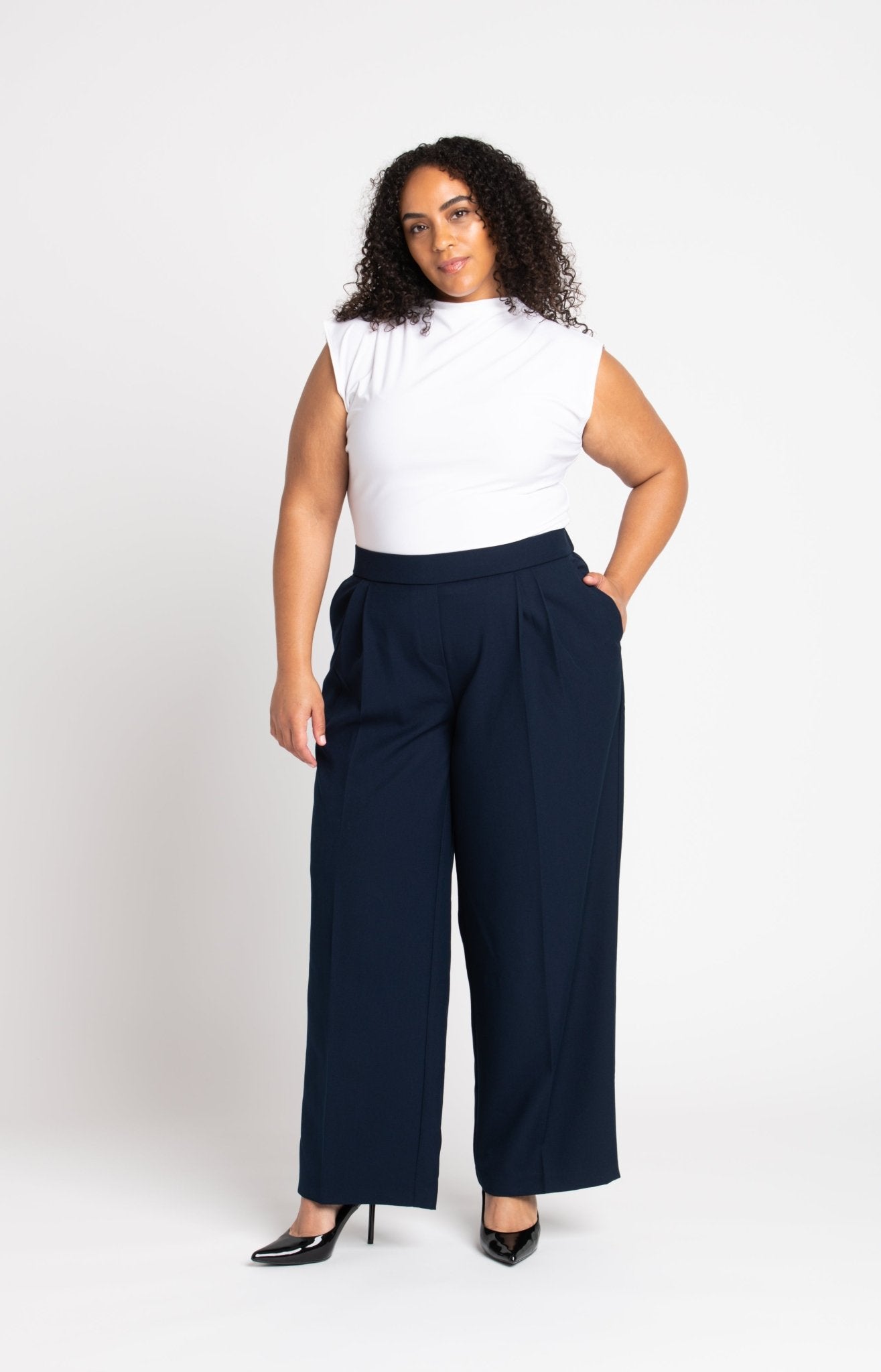 Roz & Ali Pleated Wide Leg Trouser Pants - Plus - DressbarnPants