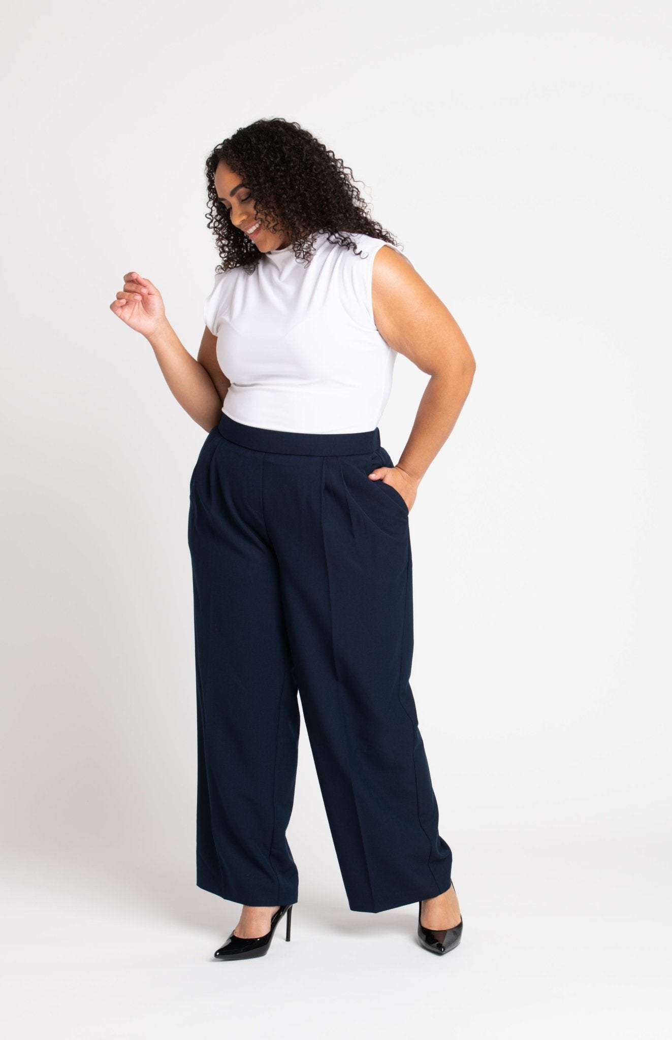 Roz & Ali Pleated Wide Leg Trouser Pants - Plus - DressbarnPants