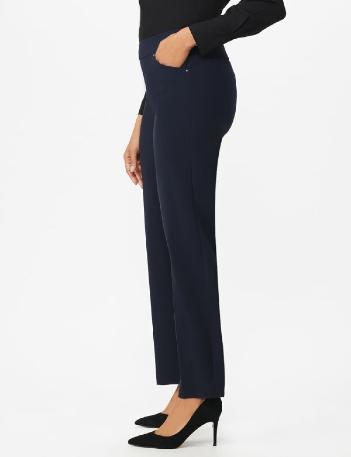 Roz & Ali Secret Agent Pull On Tummy Control Pants Cateye Pockets with Rivets - Average Length - DressbarnPants