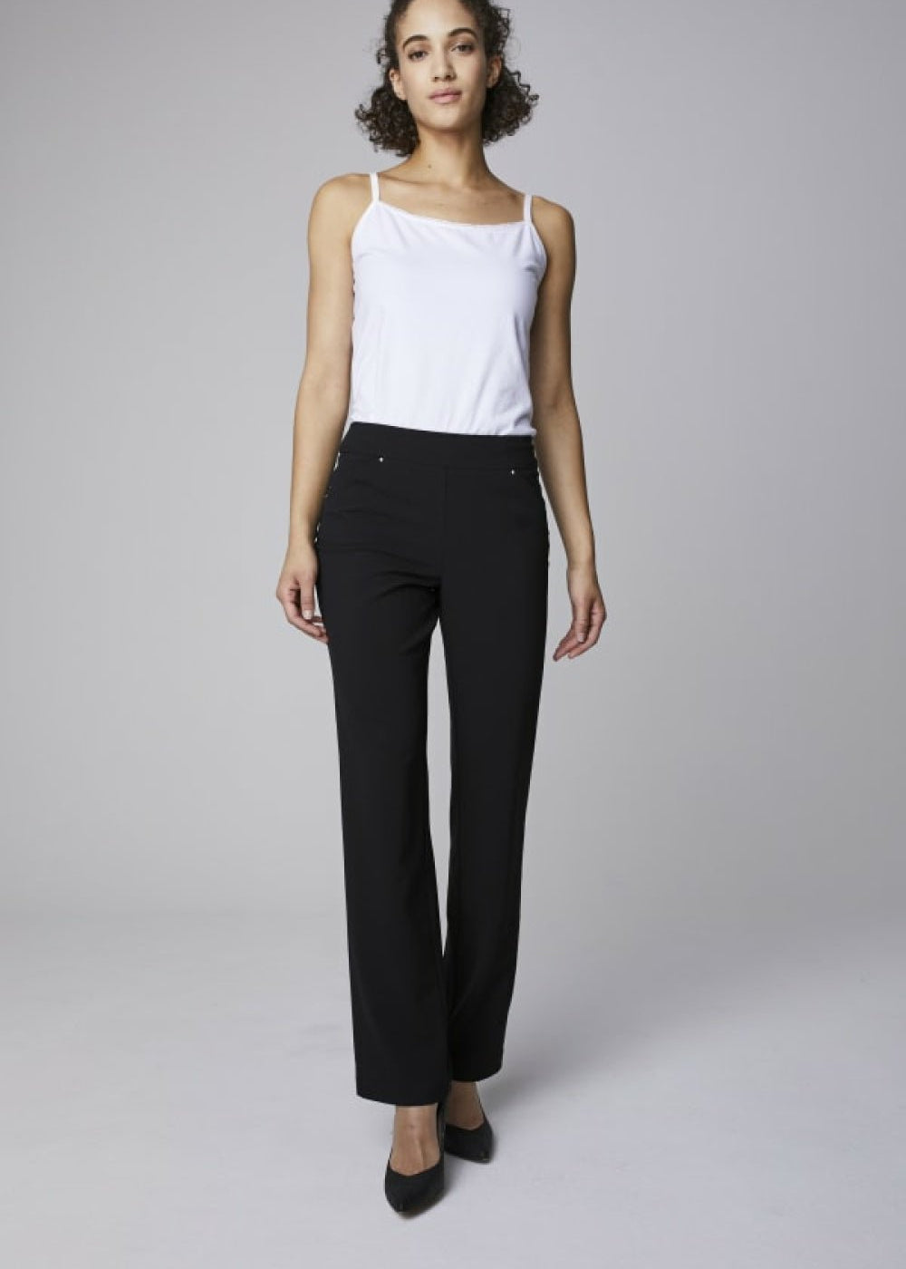 Roz & Ali Secret Agent Pull On Tummy Control Pants Cateye Pockets with Rivets - Average Length - DressbarnPants