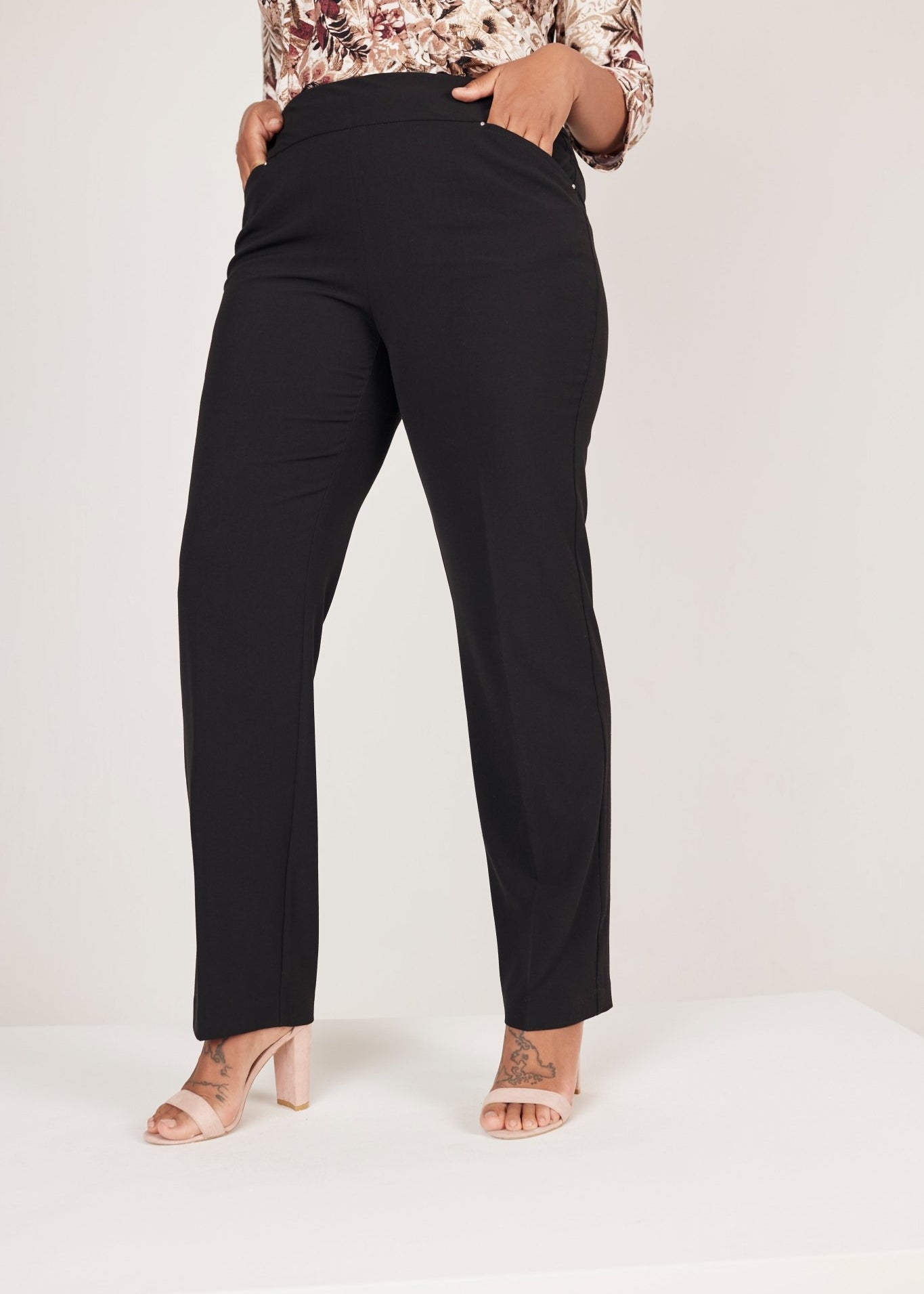 Roz & Ali Secret Agent Pull On Tummy Control Pants Cateye Pockets With Rivets - Plus - DressbarnPants