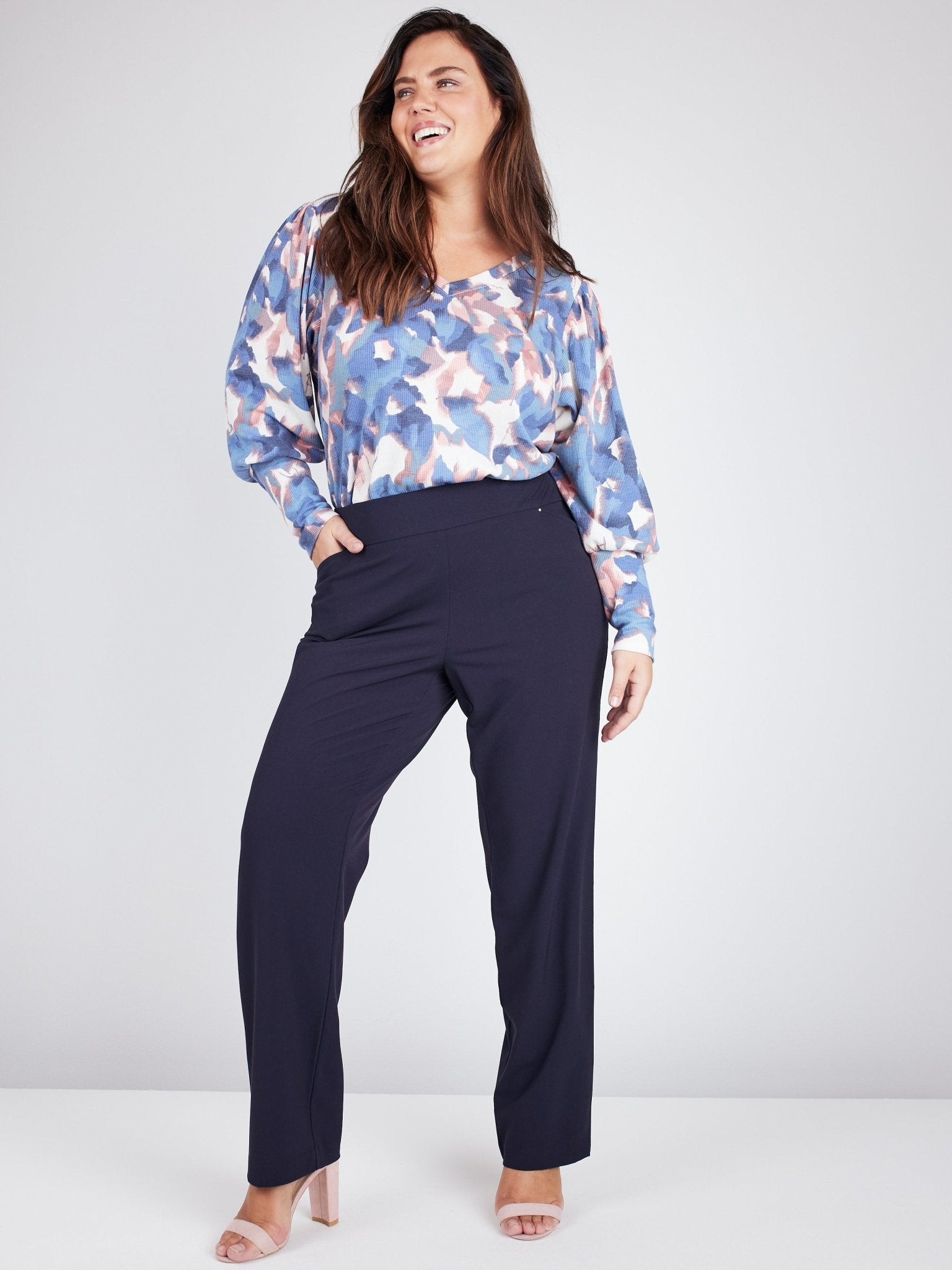 Roz & Ali Secret Agent Pull On Tummy Control Pants Cateye Pockets With Rivets - Plus - DressbarnPants