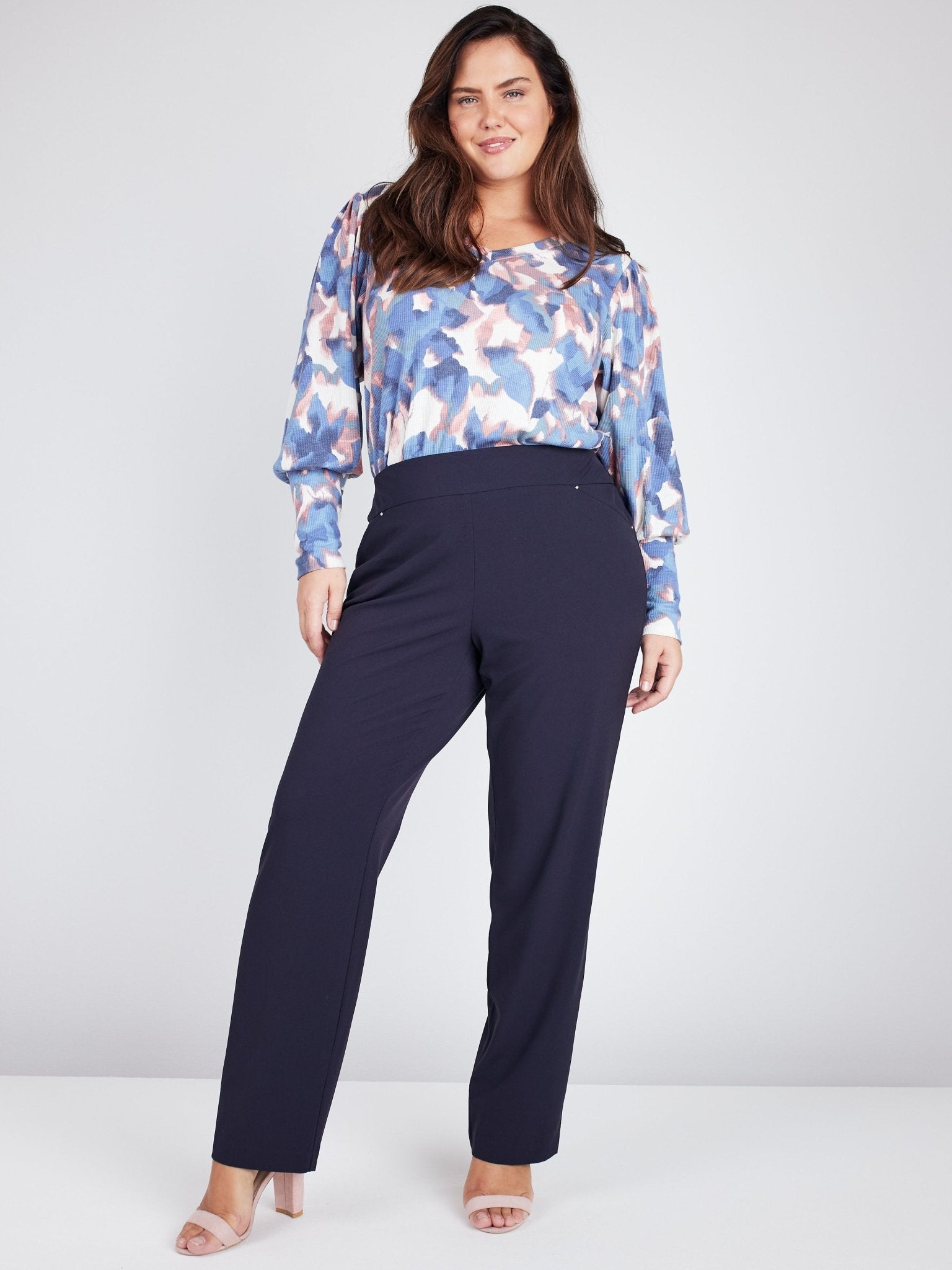 Roz & Ali Secret Agent Pull On Tummy Control Pants Cateye Pockets With Rivets - Plus - DressbarnPants