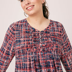 Roz & Ali Smocked Honey Comb Knit Popover - Plus - DressbarnShirts & Blouses