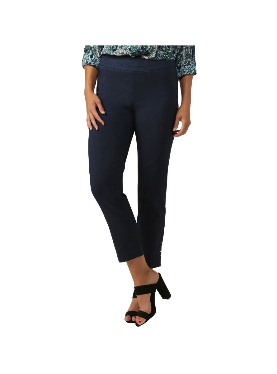 Roz & Ali Solid Millennium Tummy Panel Pull On Ankle Pants With Rivet Trim Bottom - Misses - DressbarnPants