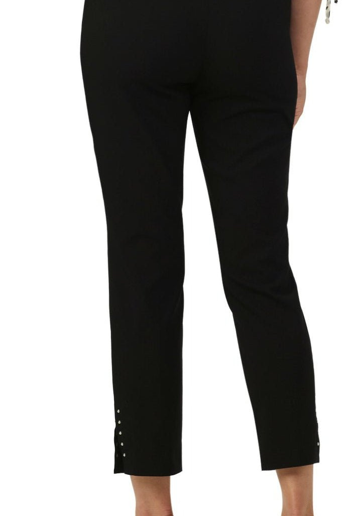 Roz & Ali Solid Millennium Tummy Panel Pull On Ankle Pants With Rivet Trim Bottom - Misses - DressbarnPants
