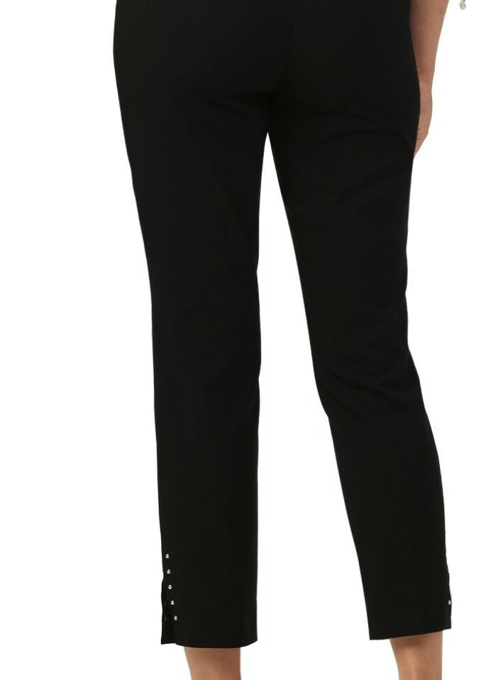 Roz & Ali Solid Millennium Tummy Panel Pull On Ankle Pants With Rivet Trim Bottom - Misses - DressbarnPants