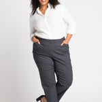 Roz & Ali Superstretch Black Grid Pull On Ankle Pants - Plus - DressbarnPants