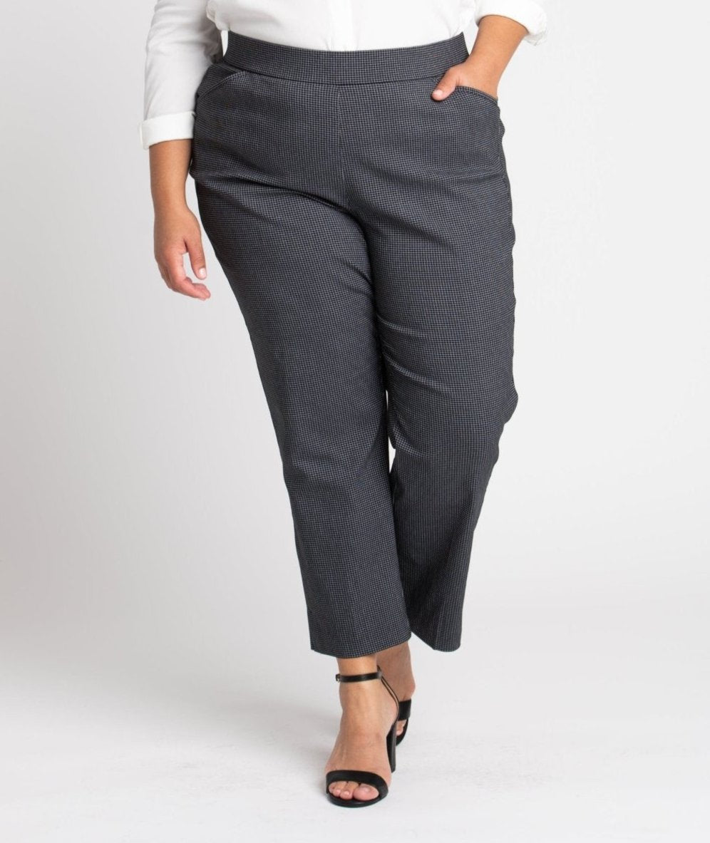 Roz & Ali Superstretch Black Grid Pull On Ankle Pants - Plus - DressbarnPants