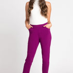 Roz & Ali Superstretch Magenta Pull On Ankle Pants - DressbarnPants