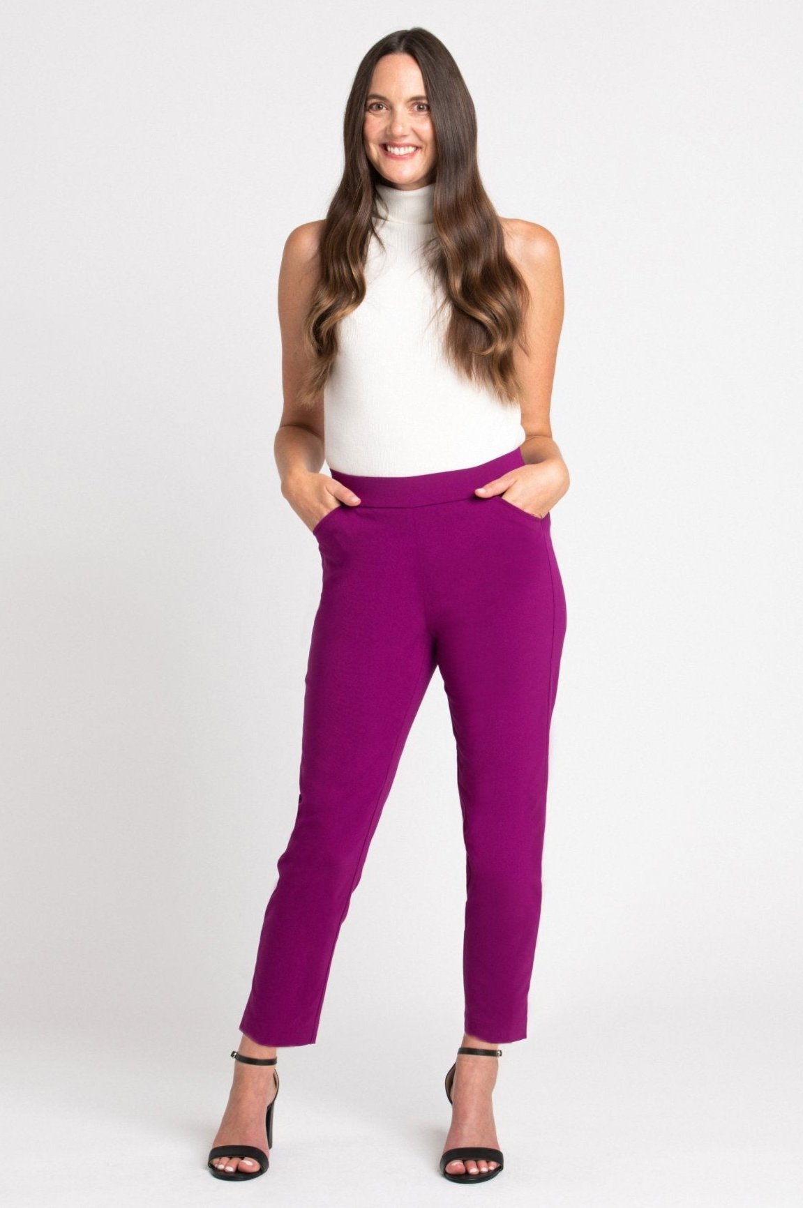 Roz & Ali Superstretch Magenta Pull On Ankle Pants - DressbarnPants