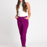 Roz & Ali Superstretch Magenta Pull On Ankle Pants