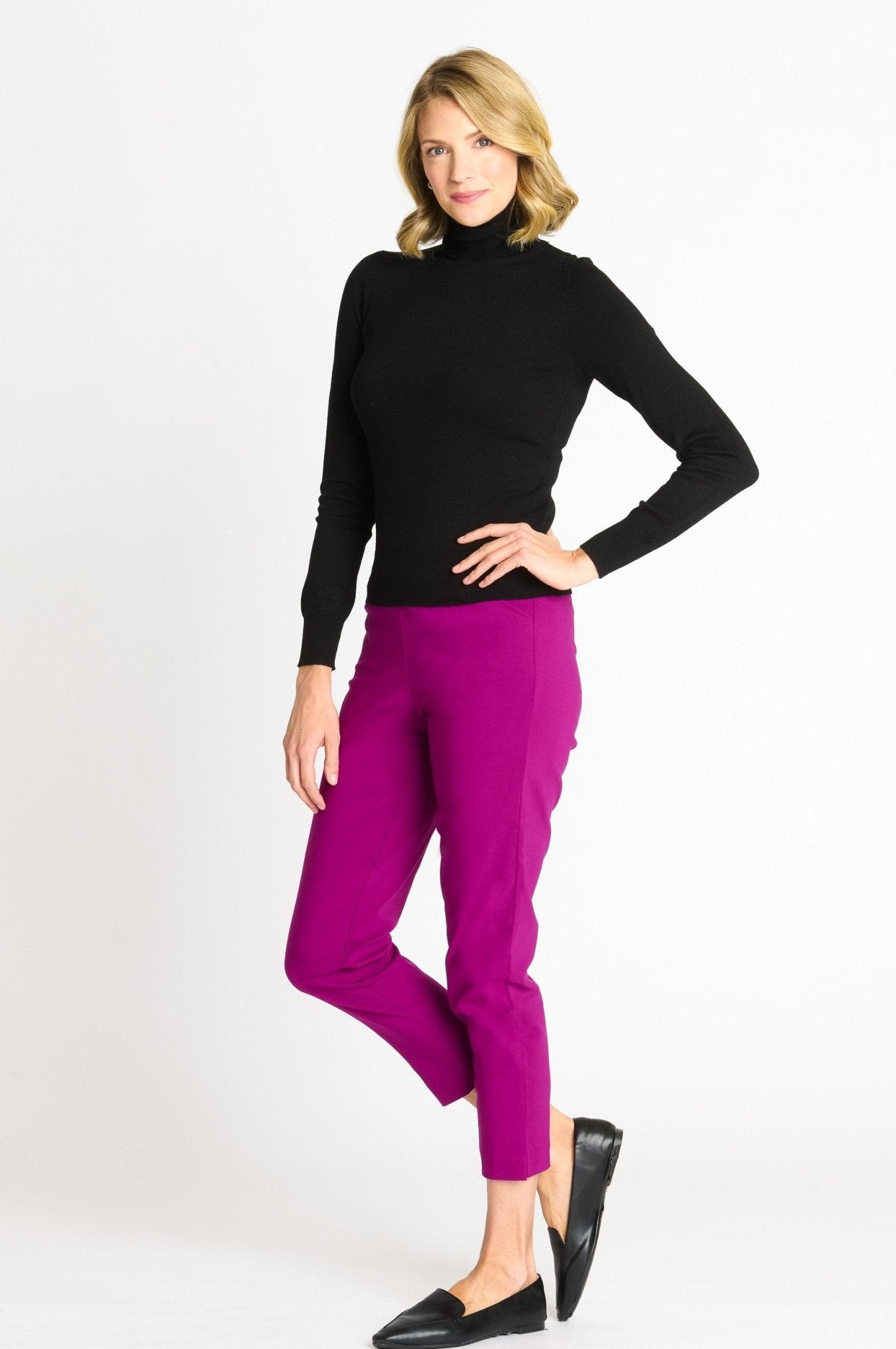 Roz & Ali Superstretch Magenta Pull On Ankle Pants - DressbarnPants