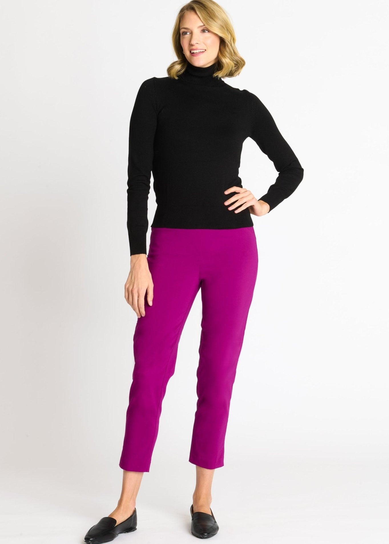 Roz & Ali Superstretch Magenta Pull On Ankle Pants - DressbarnPants