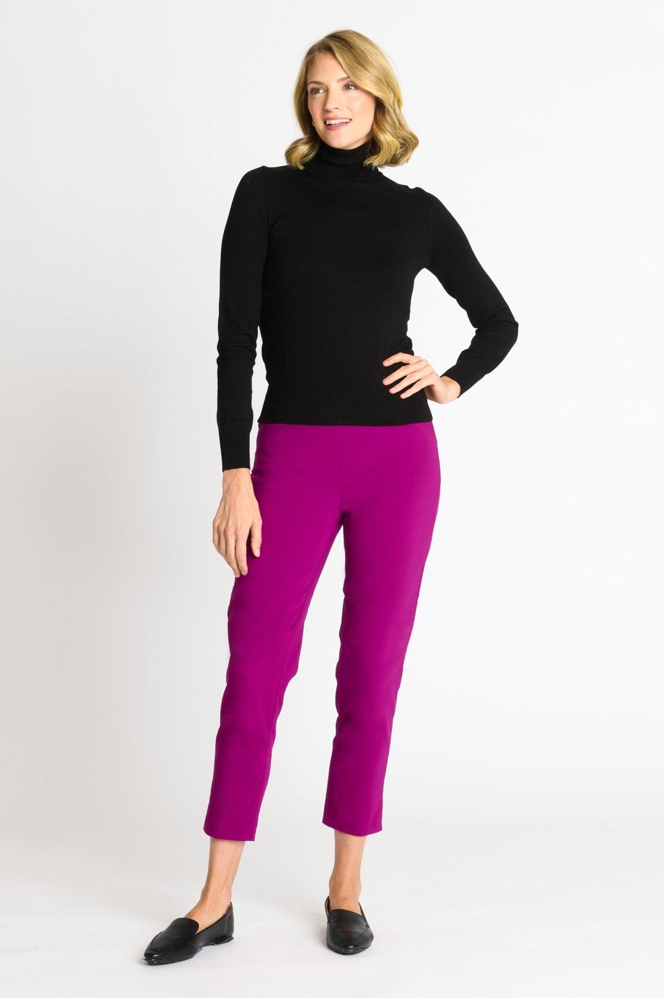 Roz & Ali Superstretch Magenta Pull On Ankle Pants - DressbarnPants