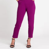 Roz & Ali Superstretch Magenta Pull On Ankle Pants